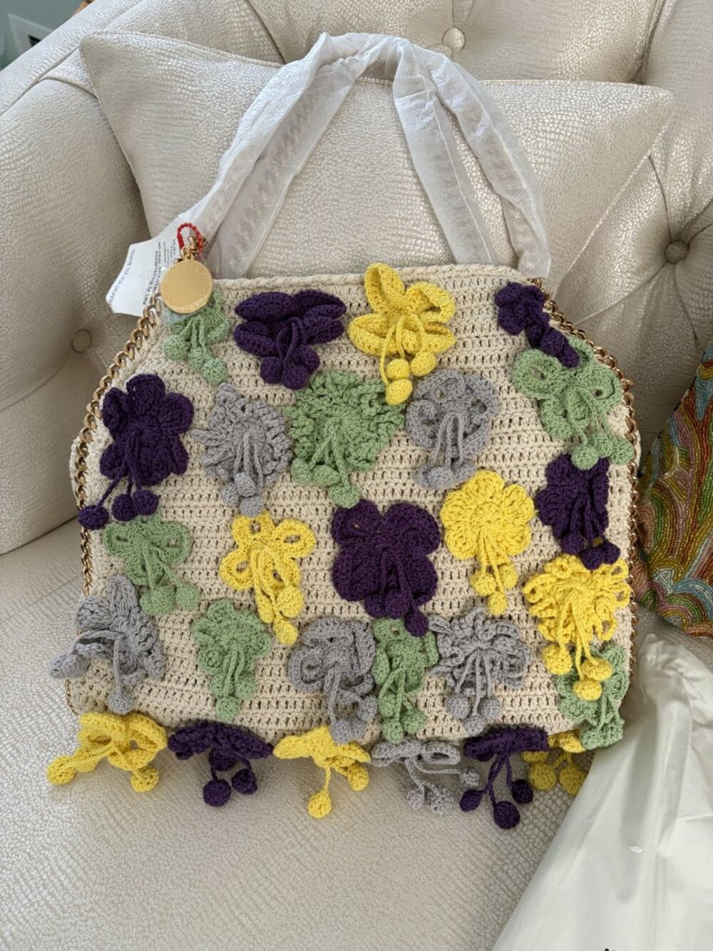 Stella McCartney Falabella Crochet with Crochet Flowers, handbag, NWT